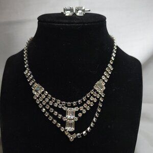 Vintage Rhinestone Necklace and Earring Set